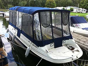 1996 COBIA 226 DECK BOAT WITH GALVANIZED TRAILER FOR SALE IN THE BUCKHORN AREA OF ONTARIO CANADA.